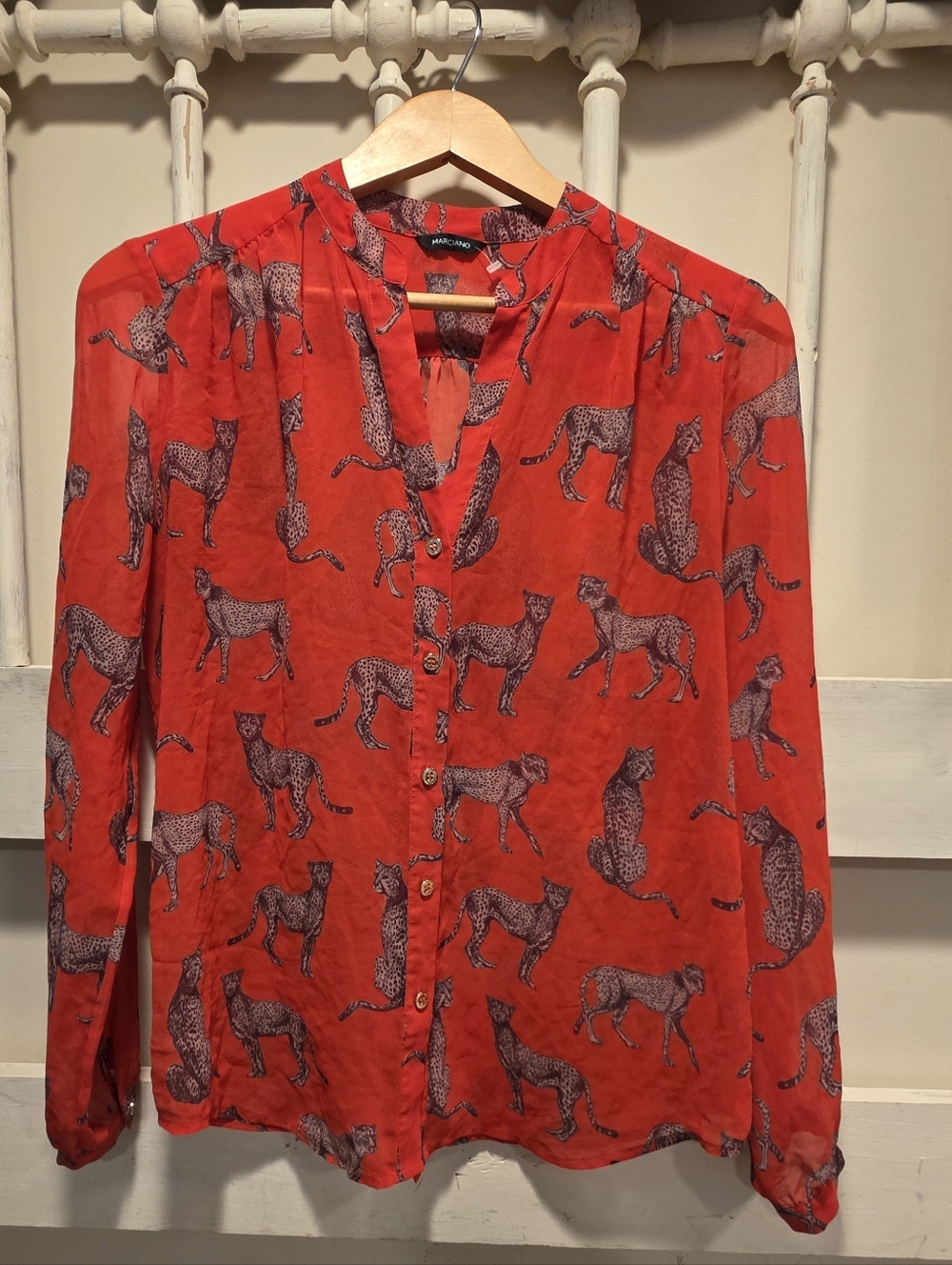 Marciano Red Animal Print Blouse